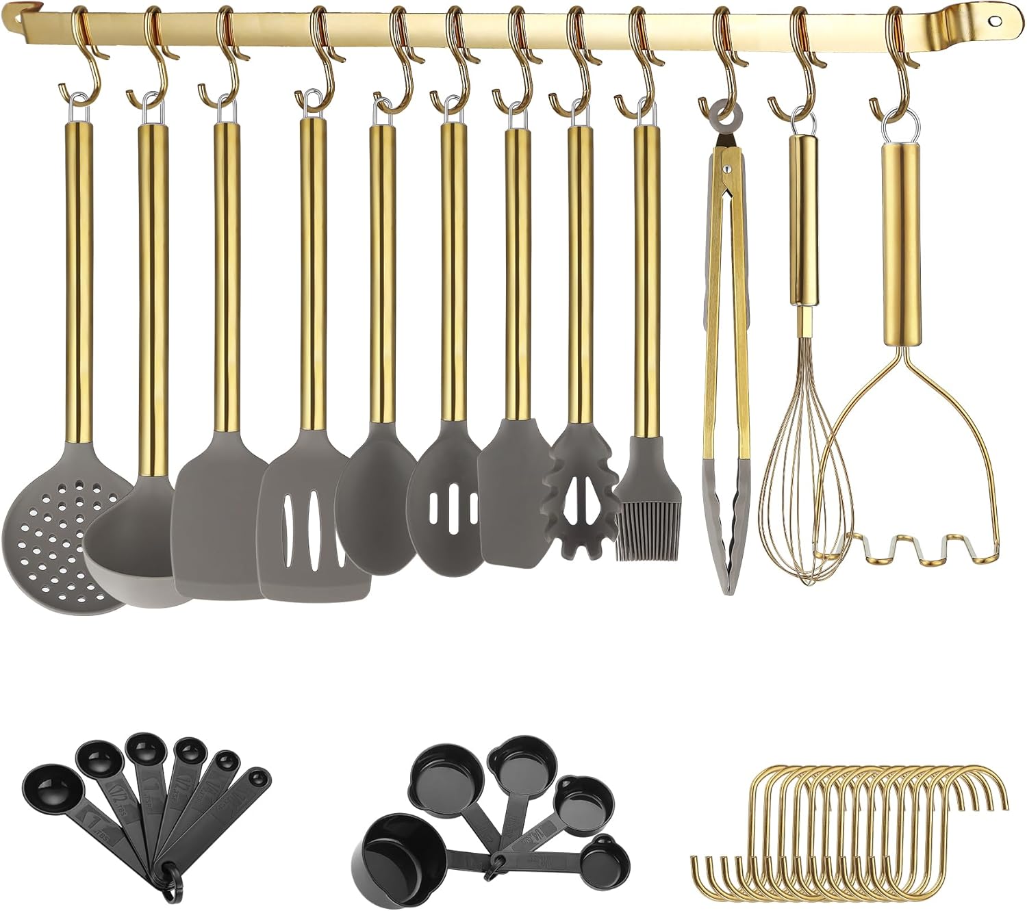38 Piece Silicone Non-Stick Kitchen Utensils Set with Utensil Rack W832