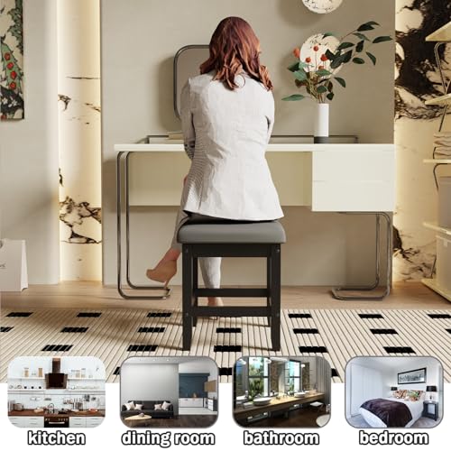 White Vanity Stool with Storage F374