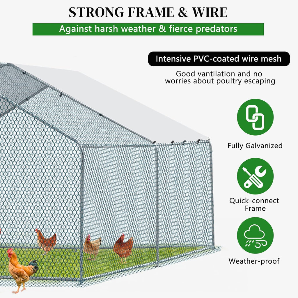 Large Metal Chicken Coop with Waterproof Cover T6903