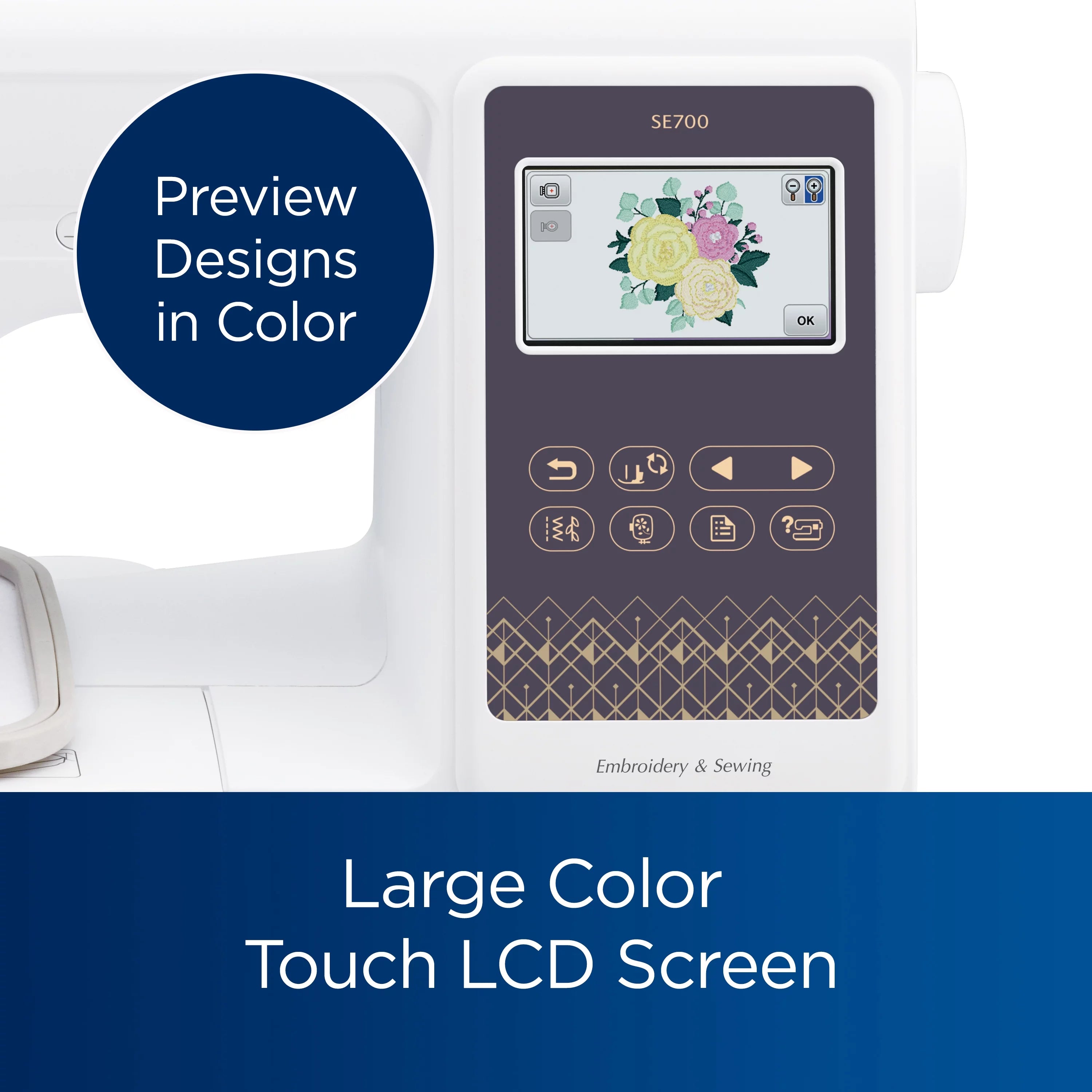 Computerized Sewing & Embroidery Machine with Built-in Designs & Wireless Connectivity D741142
