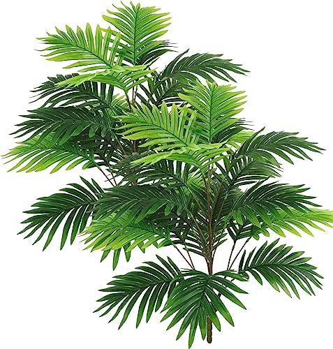 30" 2PCS Artificial Tropical Palm Leaf Bush Plastic Greenery Areca Palm Plant 21 Leaves per Bush U733522
