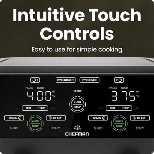 6 Quart Dual Basket Air Fryer Oven with Easy View Windows, Nonstick Frying Baskets - Black A1468