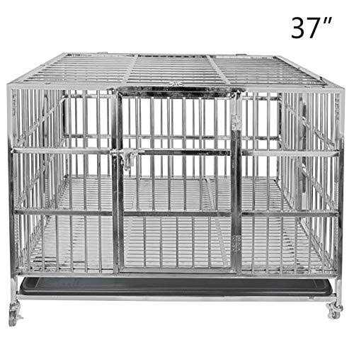 Heavy Duty Stainless Steel Dog Cage Kennel Crate and Playpen with Double Doors & Locks S905