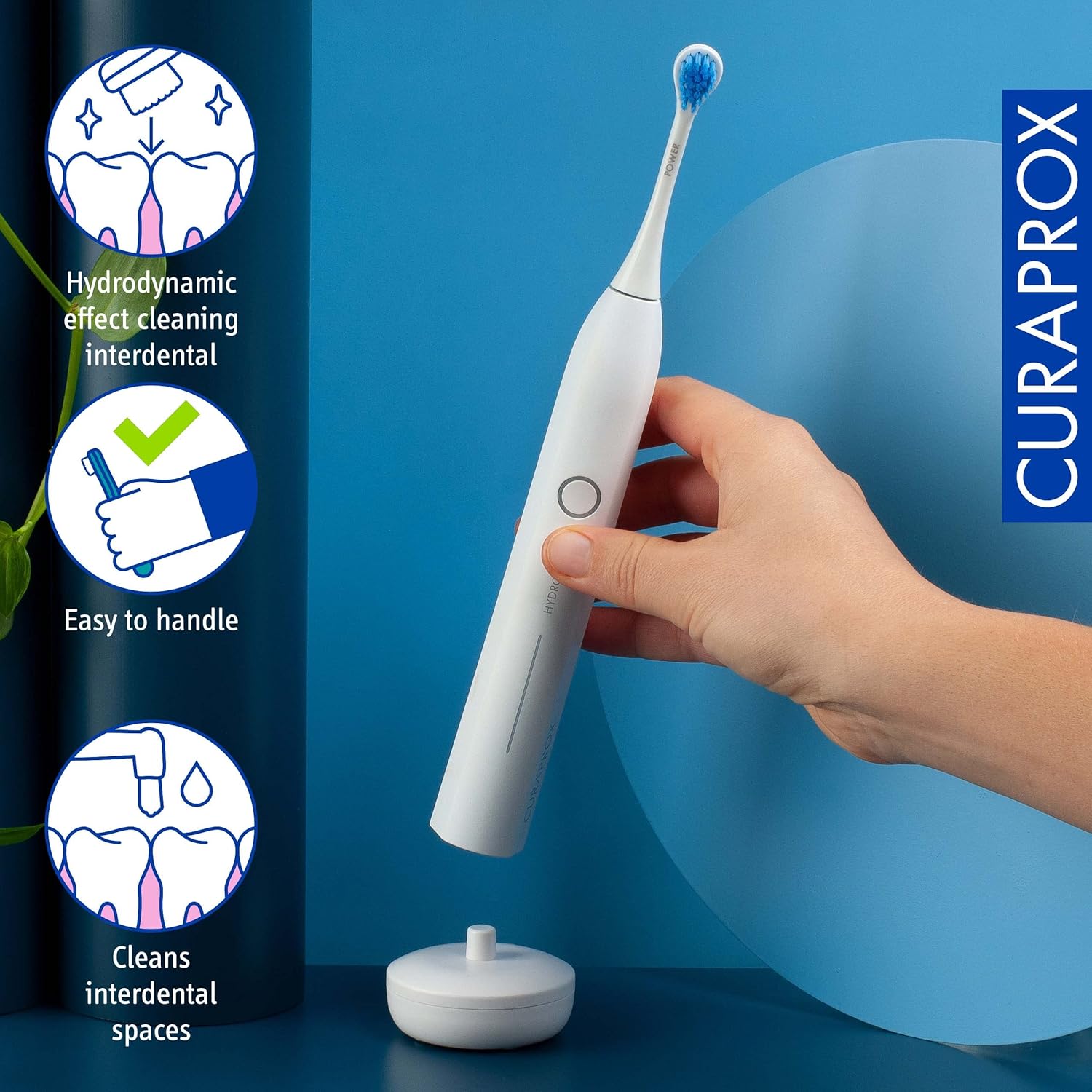 Electric Hydrosonic Toothbrush with 3 Brush Heads and Travel Case J618971