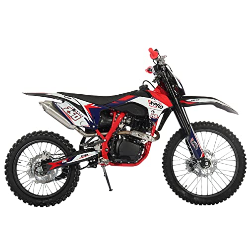 250cc Dirt Bike with LED Light Gas Dirt Bikes Adult Pitbike, Big 21"/18" Wheels H92377