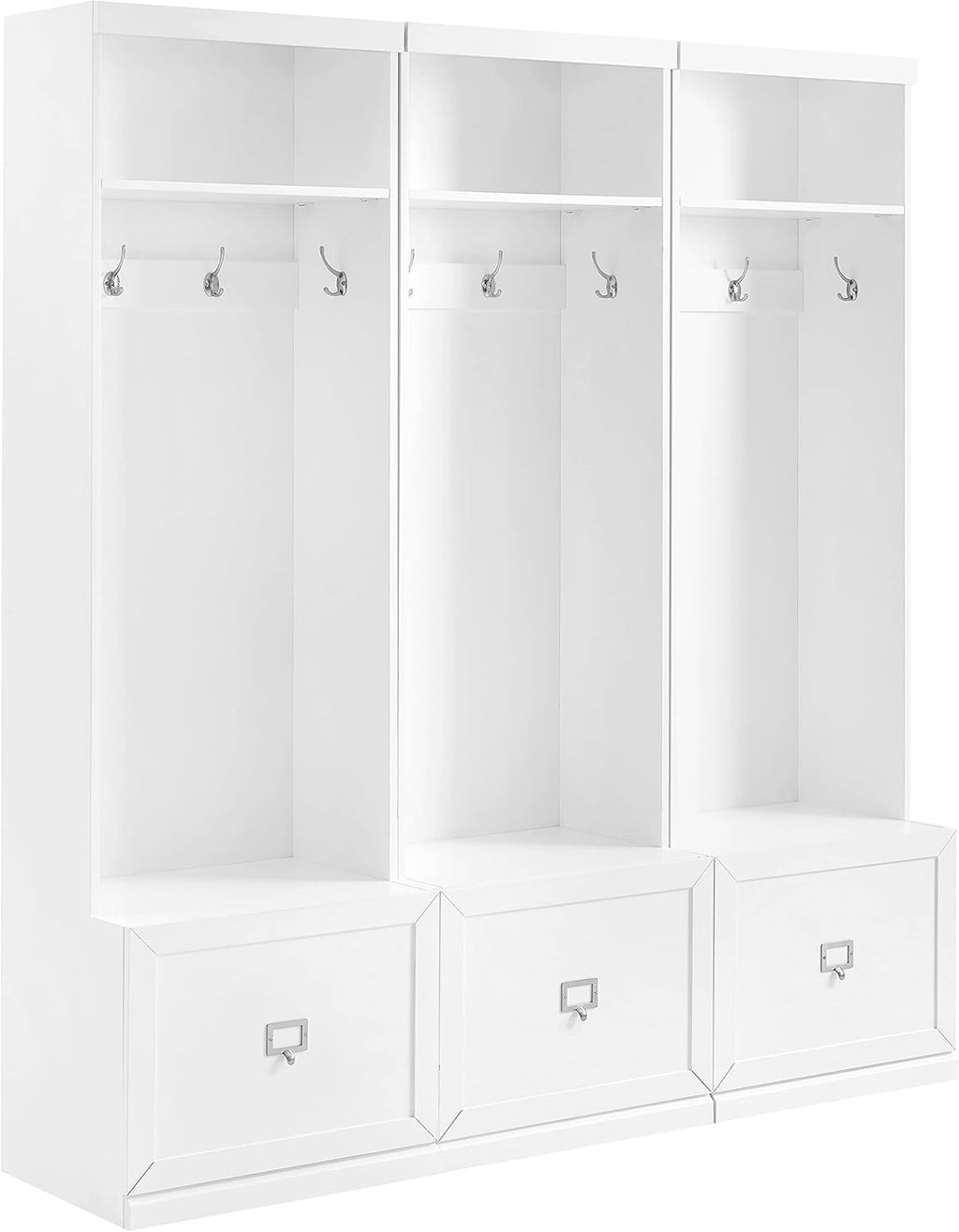 White 3-Piece Entryway Set with 3 Hall Trees T845752