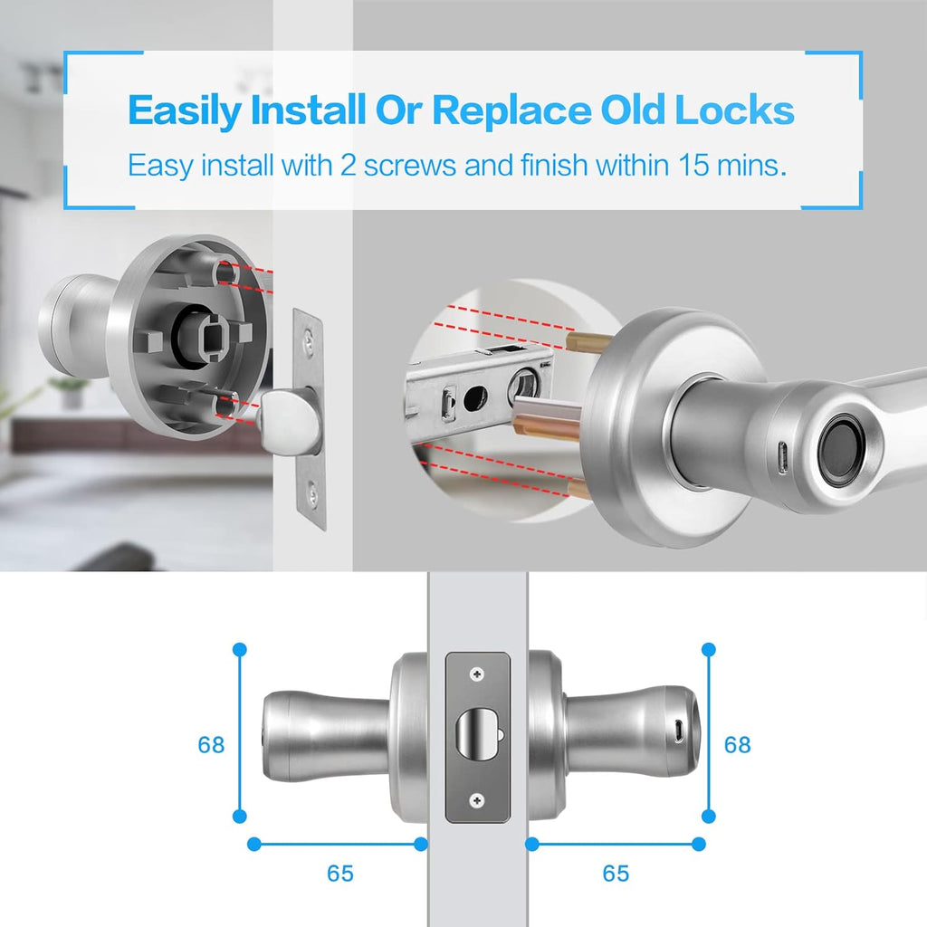 Silver Smart Door Lock with Fingerprint D72018