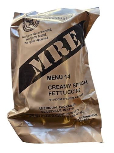 MRE Meal Ready to Eat with Entree, Snacks, Dessert, Drink Mix, Utensils, Condiments and FRH Q50821