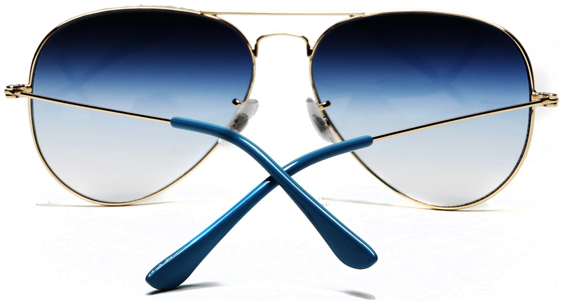 Gold Frame Blue Lens Aviator Sunglasses C88398