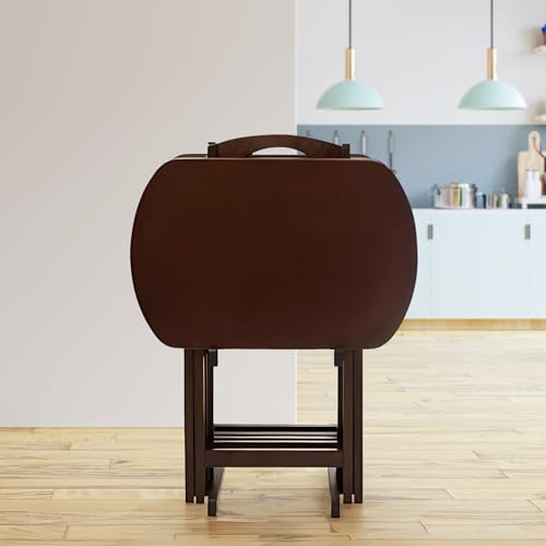 2-Piece Lacquered Wooden Snack Table Set E9107