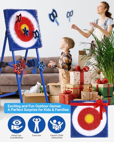 8 Throwing Axes Set with Foldable Plastic Target V57296