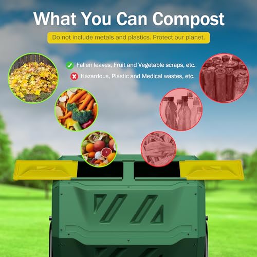 43 Gallon Dual Chamber Compost Tumbler Bin Black A709