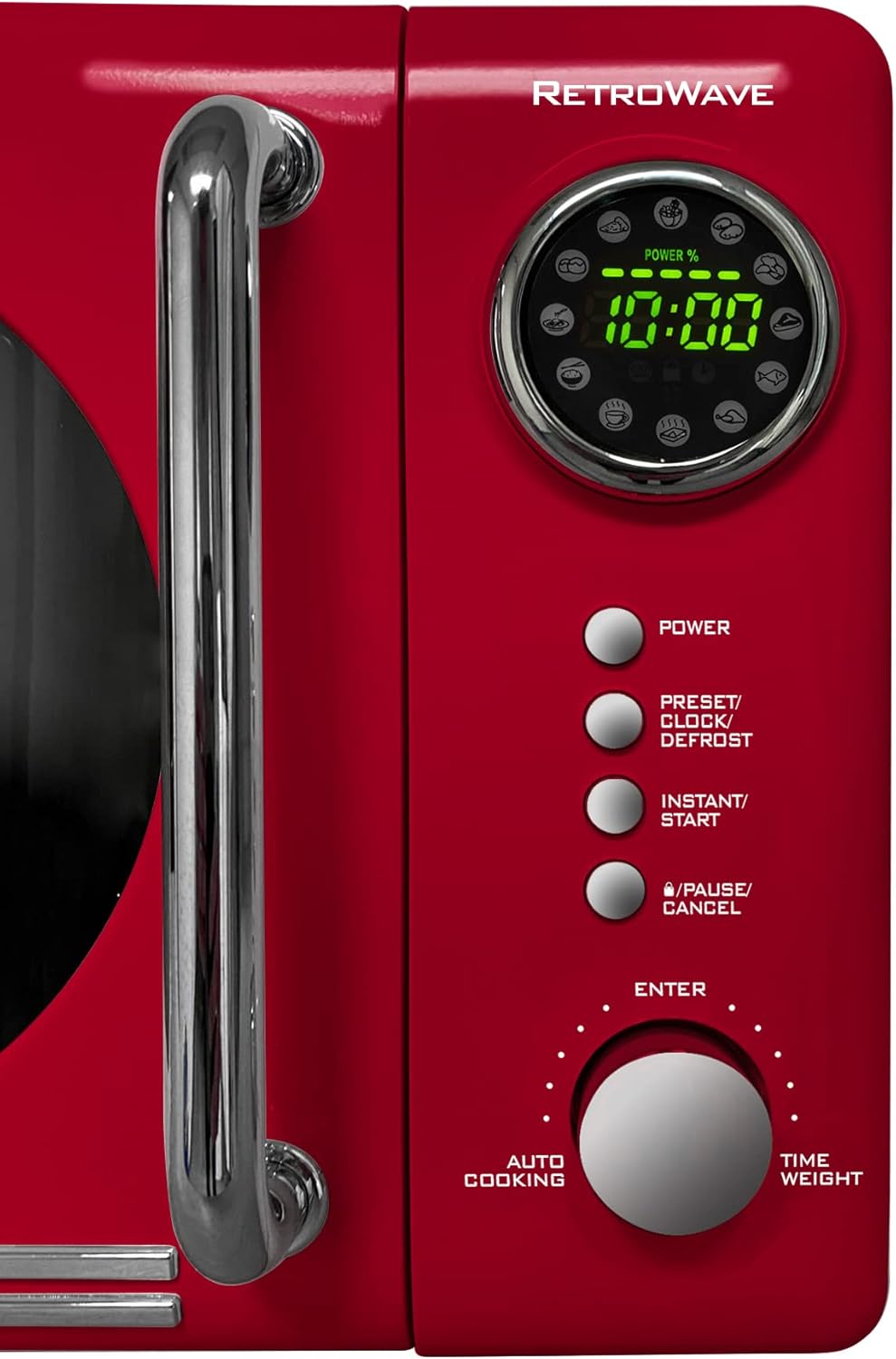 Retro Compact Countertop Microwave Oven - 0.7 Cu. Ft. - 700-Watts and Retro Stainless Steel Electric Tea And Water Kettle, 1.7 Liters N800