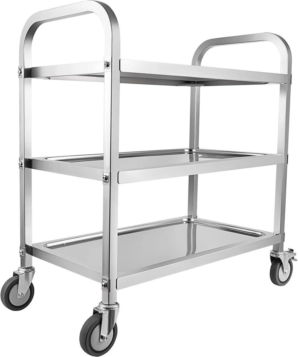 3 Tier Stainless Steel Utility Cart with Locking Wheels S718709