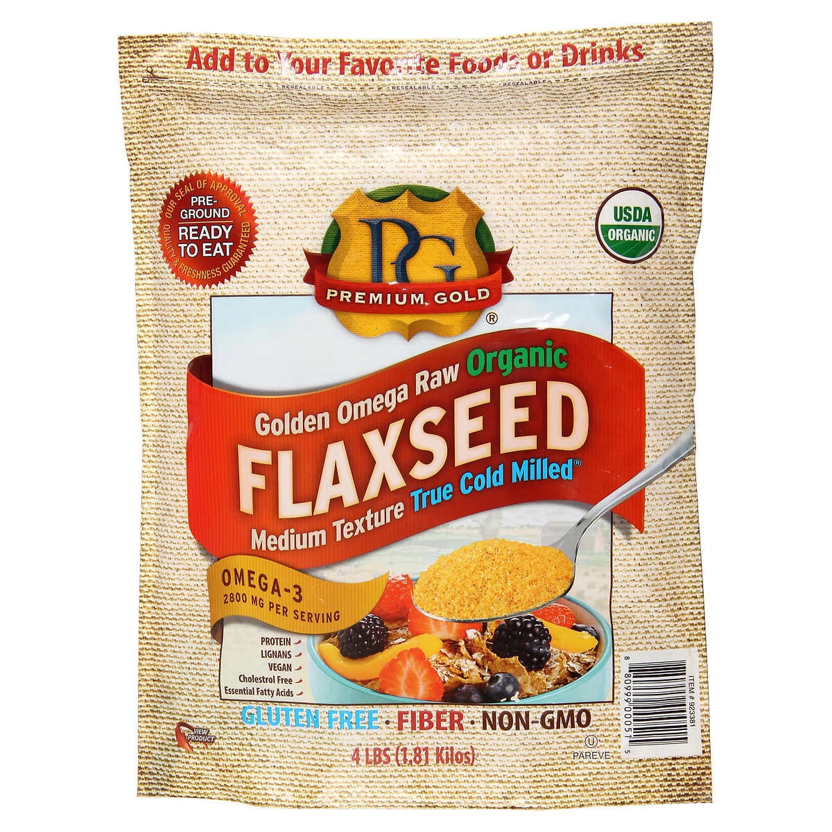 Organic Golden Omega Medium Ground Flaxseed, 4lb. Q464