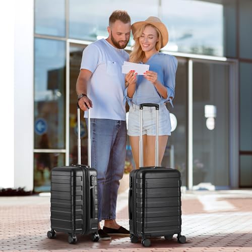 Black 21 Inch Expandable Hardside Carry On Luggage with Spinner Wheels K122997