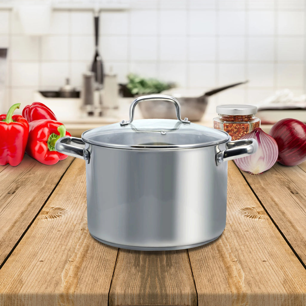 8 Quart Stock Pot with Tempered Glass Lid B520