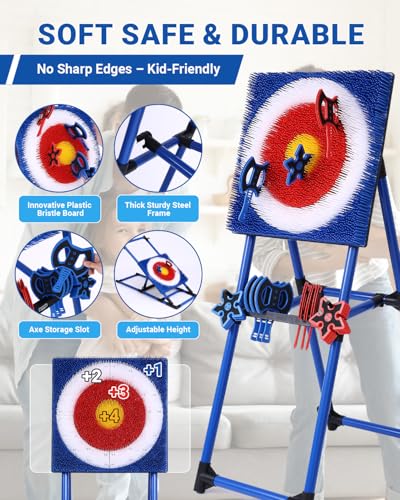 8 Throwing Axes Set with Foldable Plastic Target V57296
