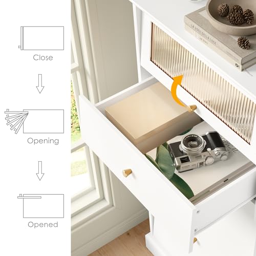 6 Drawer Black Dresser with Glass Drawer H220994