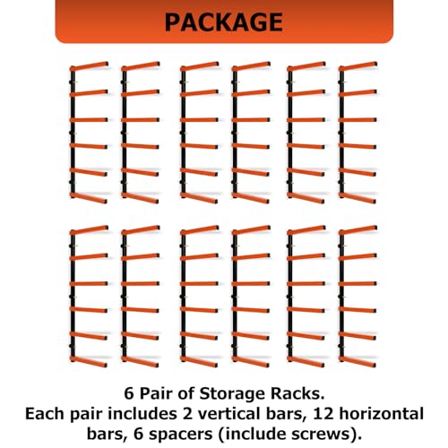 6 Levels Steel Wall Mounted Lumber Storage Rack L765