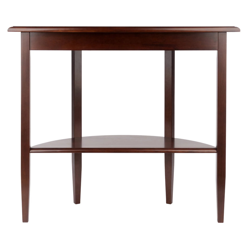Walnut Half Moon Console Table with Drawer and Shelf N461174