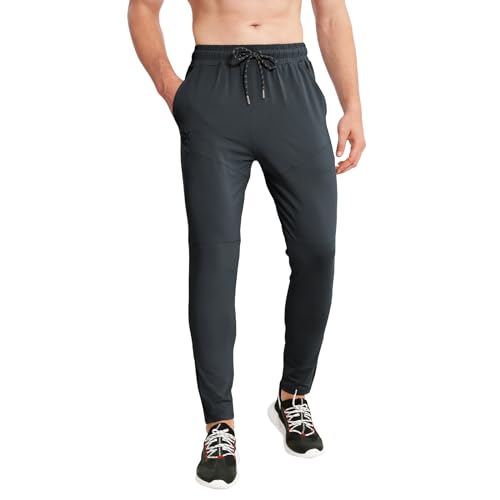 Mens Tapered Gym Joggers Lightweight Quick Dry Athletic Running Pants with Pockets E150