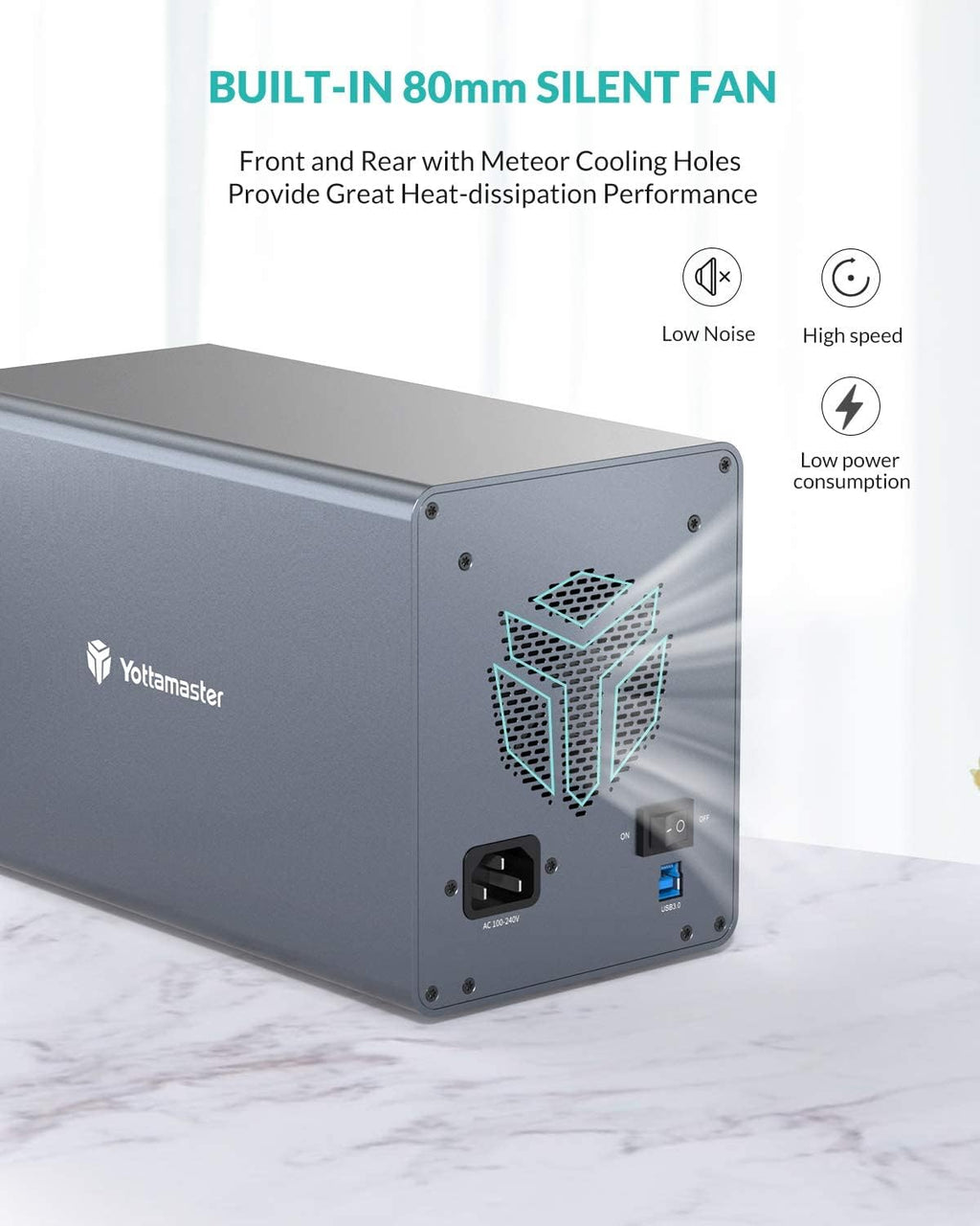 4 Bay Hard Drive Enclosure Aluminum Alloy USB3.0 to SATA3.0 External HDD SSD Storage Enclosure V5408
