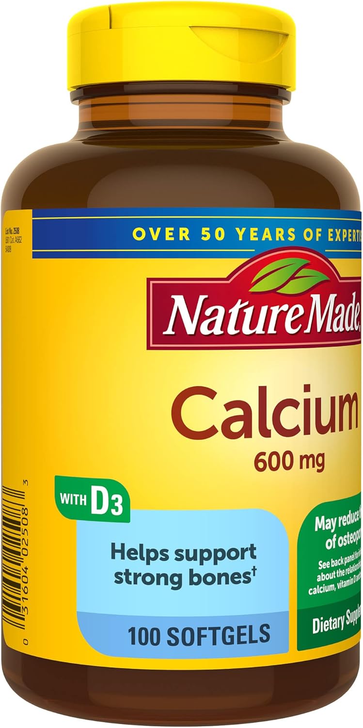 Calcium 600 mg with Vitamin D3 Dietary Supplement 100 Softgels U676472