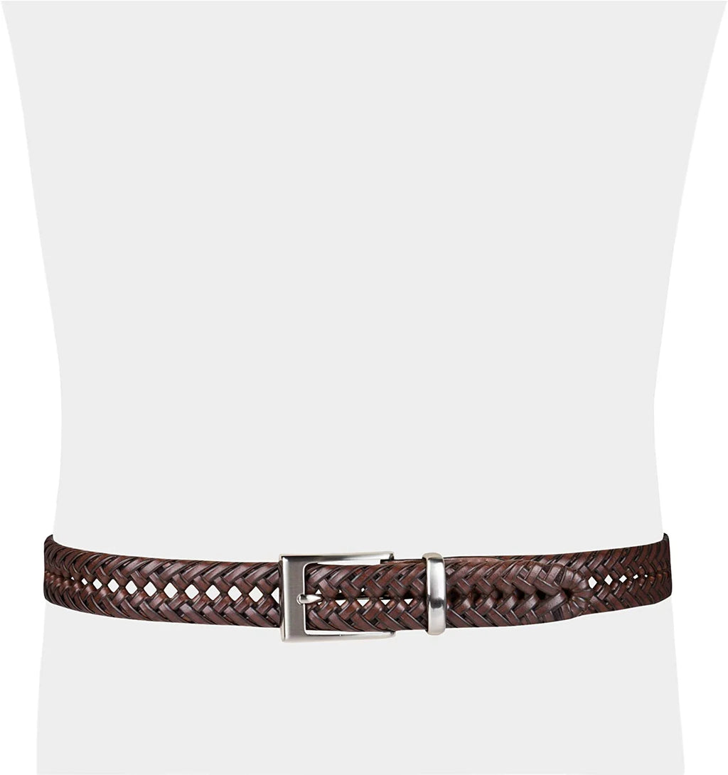 Men's Leather Braided Casual Dress Belt 40 Tan J99337