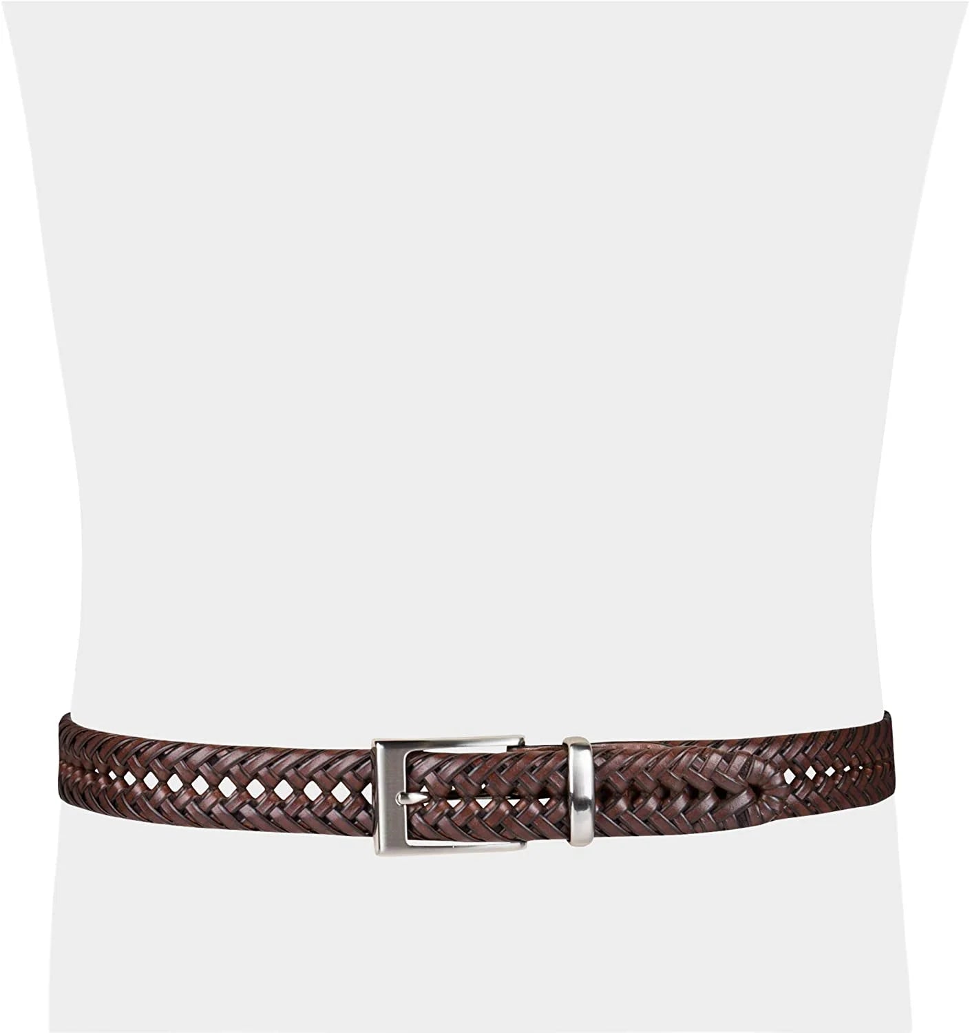 Men's Leather Braided Casual Dress Belt 40 Tan J99337