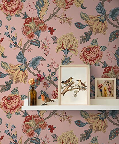 Victorian Jade Floral Prepasted Wallpaper Q905