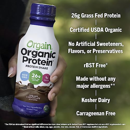 Organic Grass Fed Dairy Creamy Chocolate Whey Protein Shake, 14 Fl Oz (Pack of 12) J778080