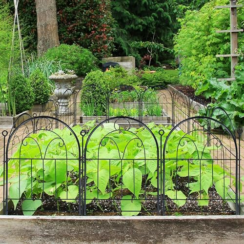 Black Rustproof Metal Garden Fence Border 10 Panels J180801
