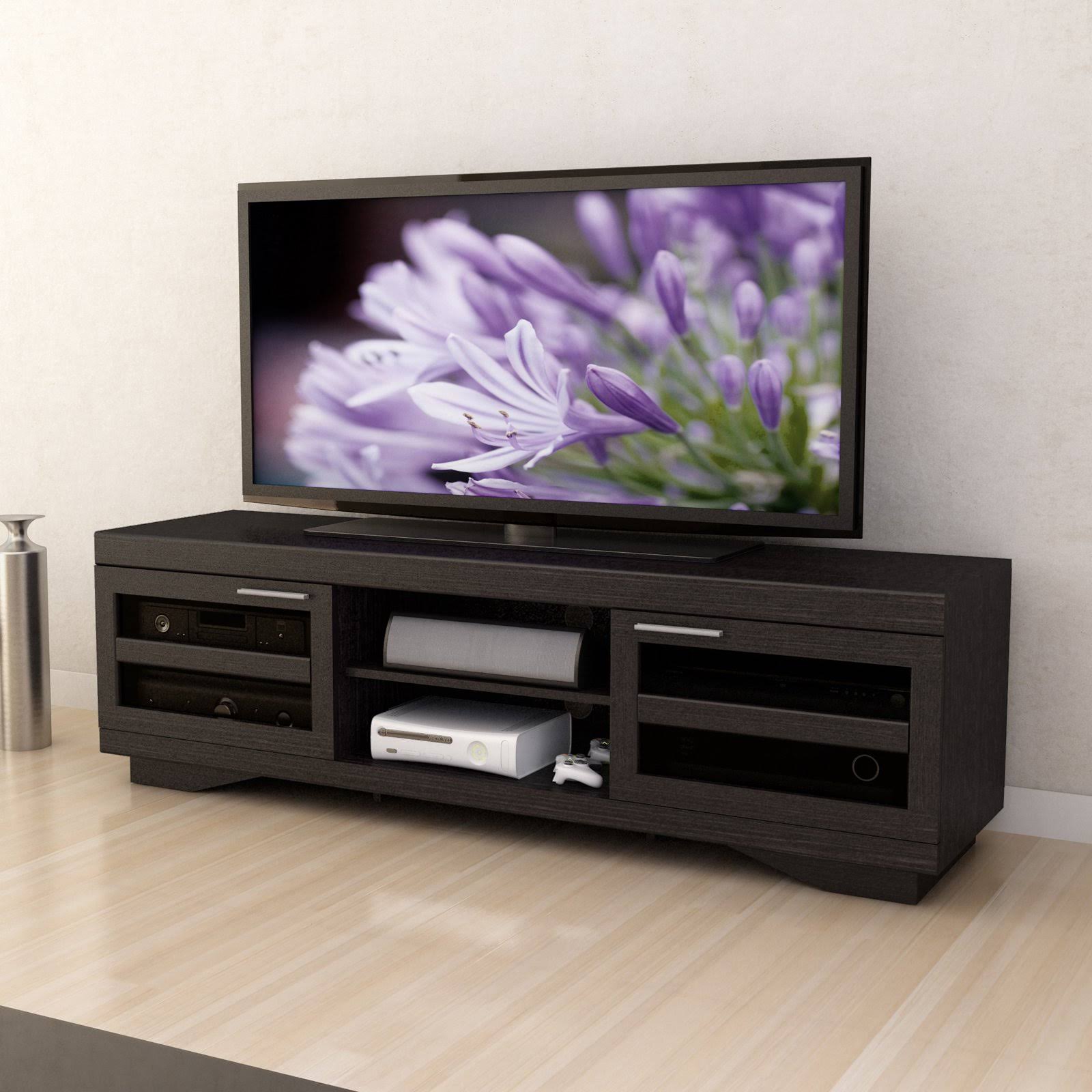 Mocha Black 66-Inch Wood Veneer TV Bench S3829