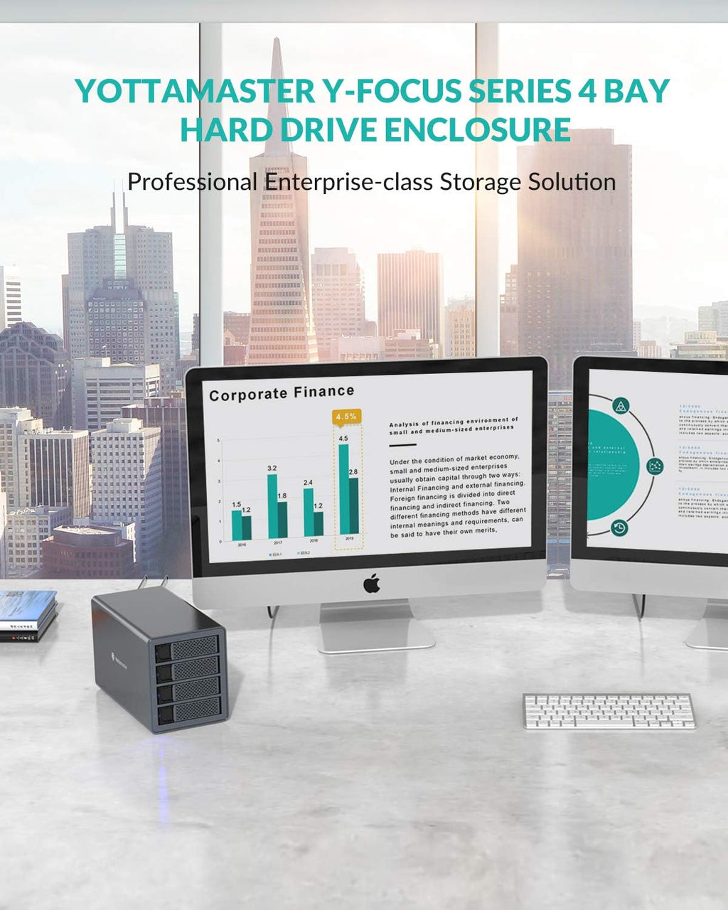 4 Bay Hard Drive Enclosure Aluminum Alloy USB3.0 to SATA3.0 External HDD SSD Storage Enclosure V5408