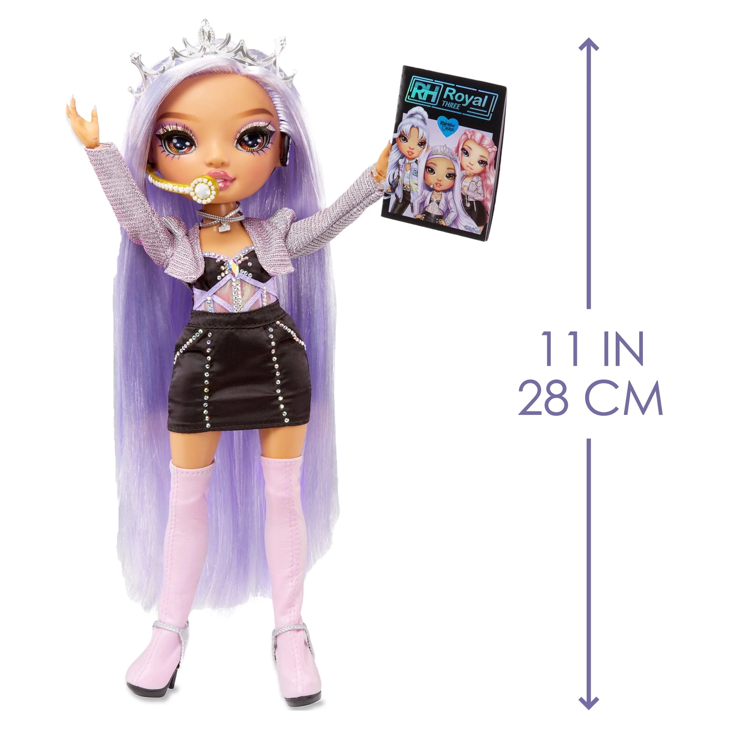 Purple Lilac Fashion Doll with 2 Designer Outfits and Microphone Headset A862