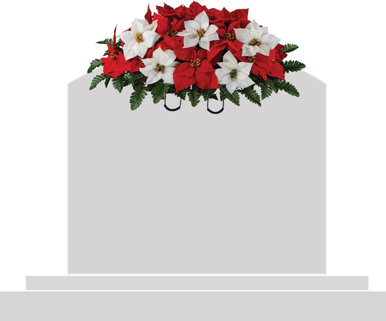 Red and White Artificial Poinsettias Saddle F49499