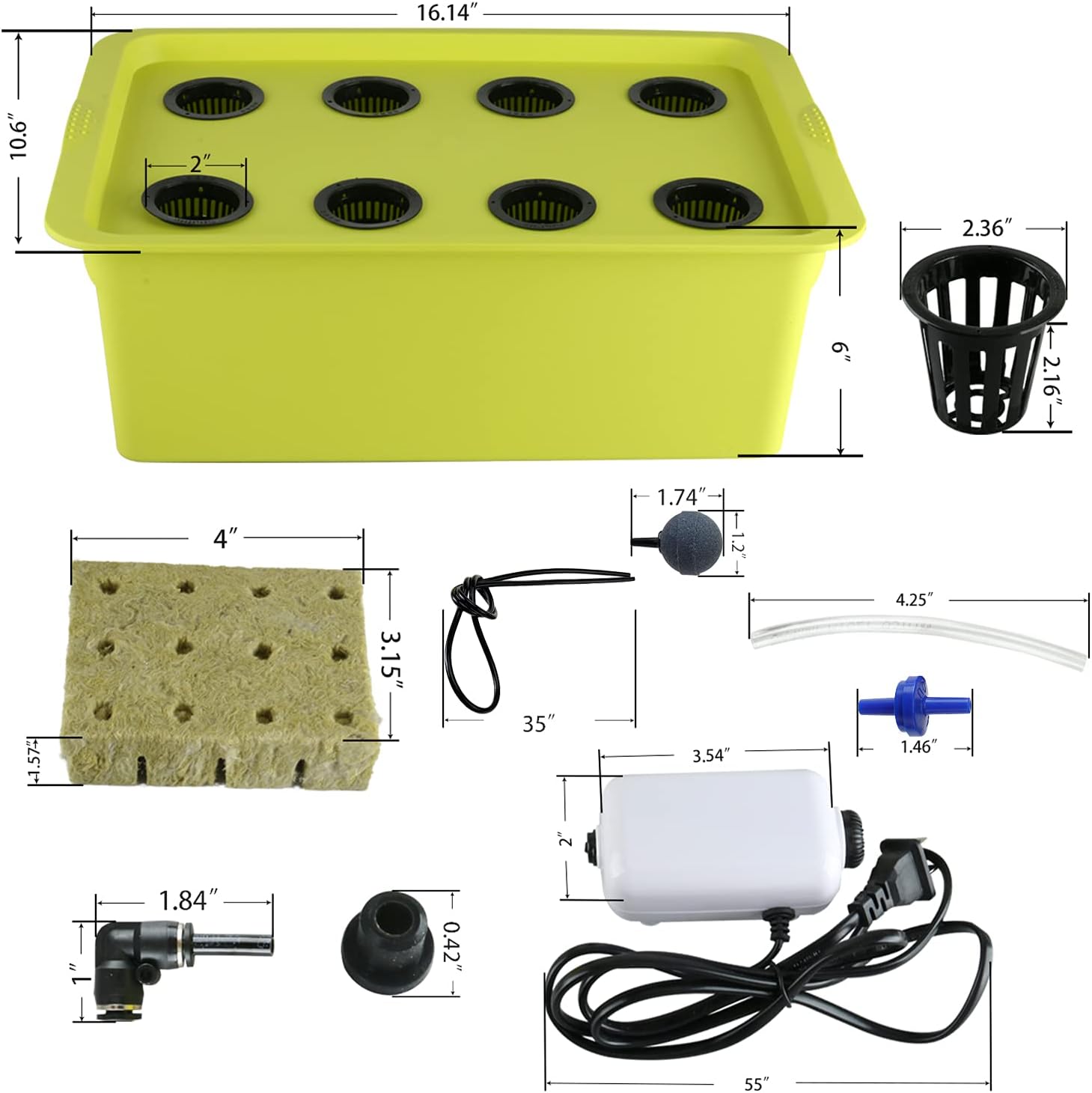 Medium Size 6 Plant Sites Hydroponic System Growing Kit with Air Pump I650583
