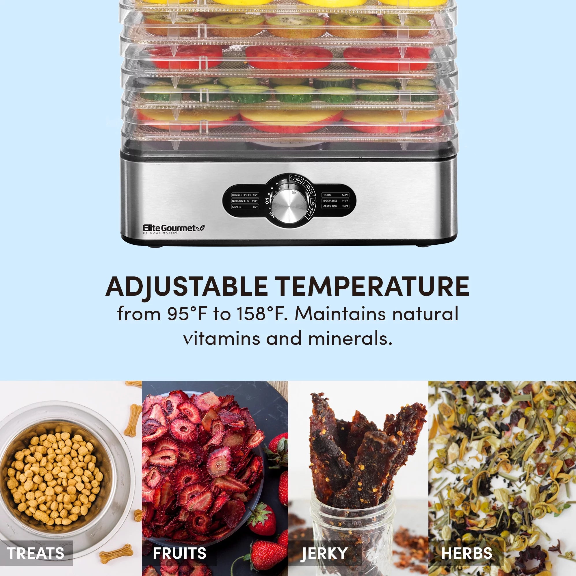 5 Stainless Steel Tray Food Dehydrator V17414