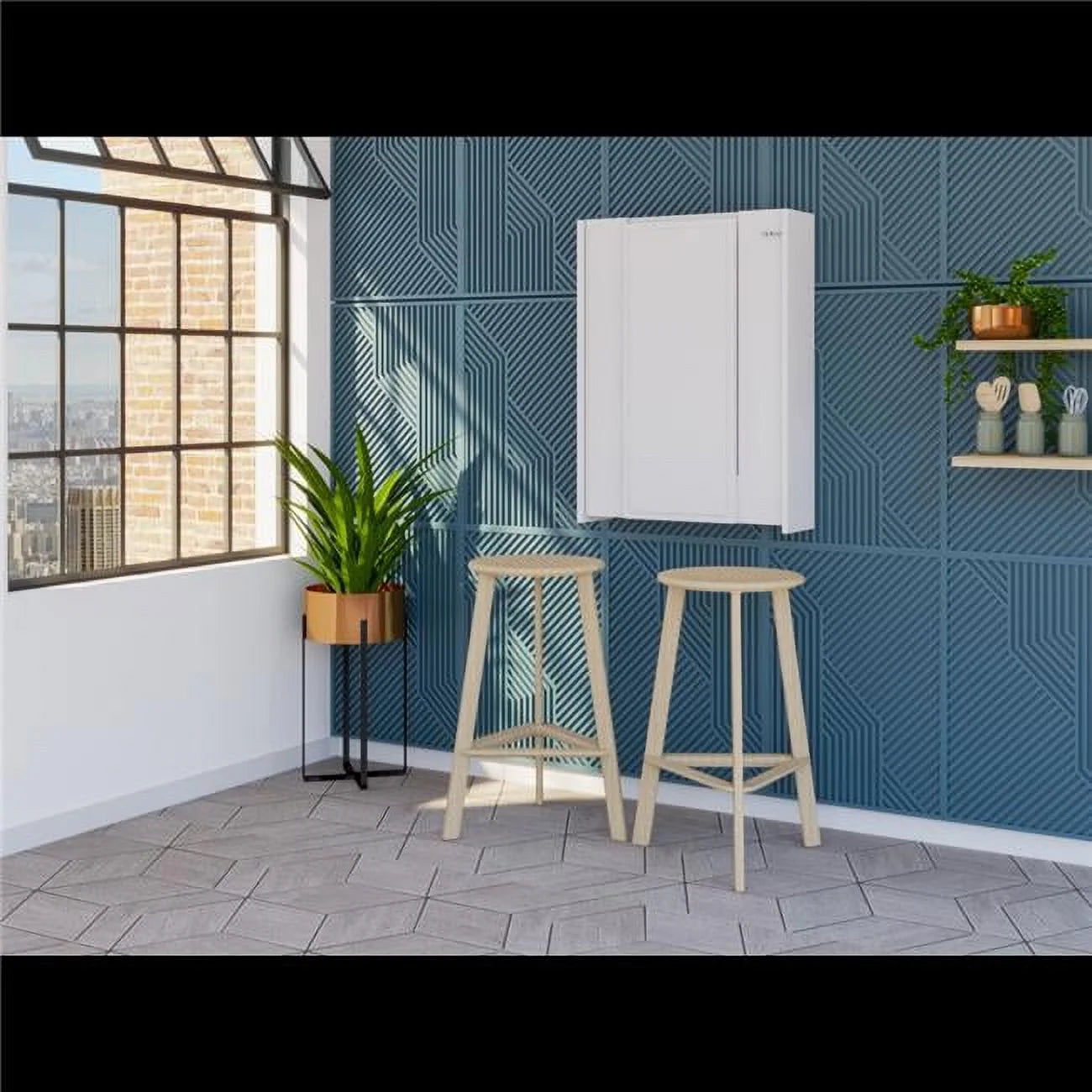 White Foldable Wall Desk Table U2713