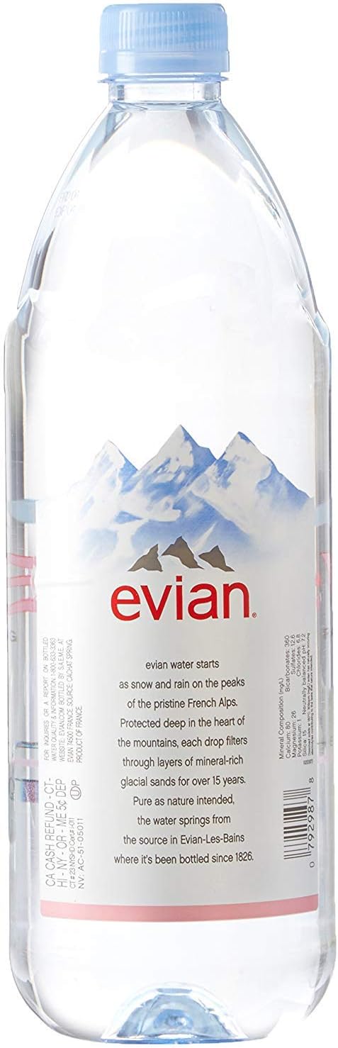 Natural Spring Water, 12 Bottles, 1 Liter W539