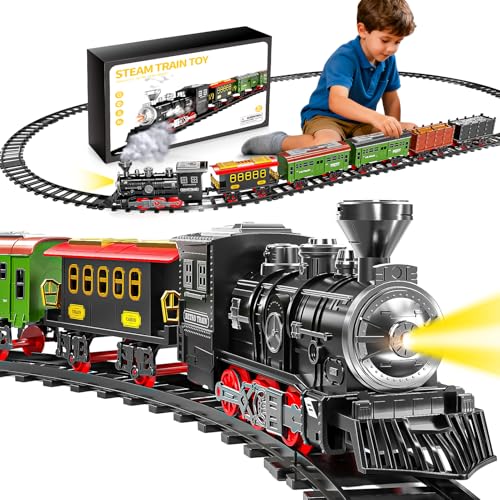 Electric Train Set with Smoke, Light and Sound, DIY Building Train Tracks C325179