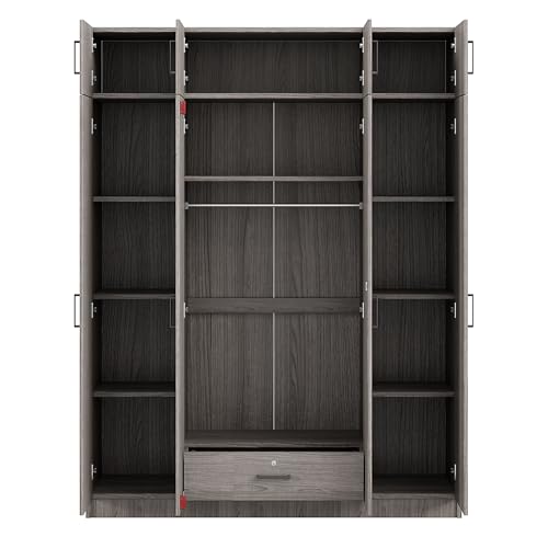 White 3-Door Wardrobe with 2 Drawers and Top Cabinet Y996