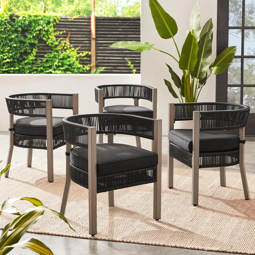 Black 5-Piece Wicker Outdoor Dining Set A801