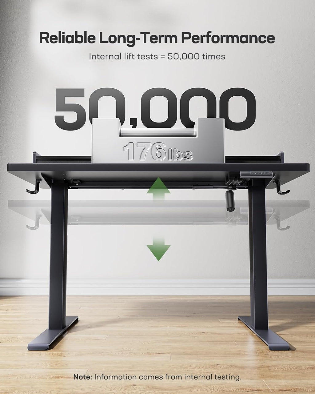 Black 55 x 24 Inches Height Adjustable Electric Standing Desk with Dual Drawers W313