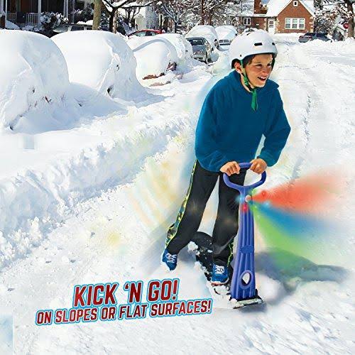 Blue LED Ski Skooter Snowboard Kick-Scooter Snow Sled H721448