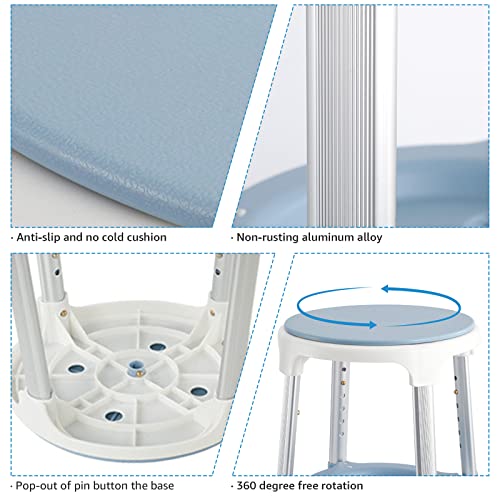 Adjustable Round Shower Seat with 5 Adjustable Heights 19''-21'' Load 350LB R4008