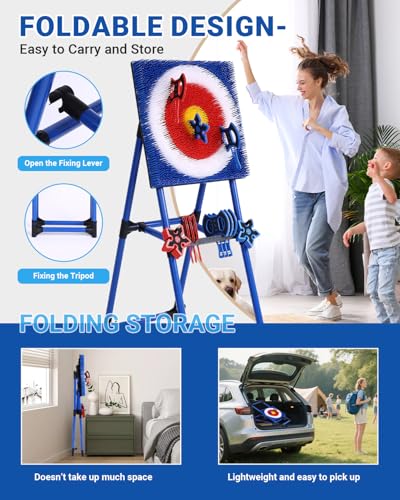 8 Throwing Axes Set with Foldable Plastic Target V57296