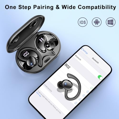 Wireless Earbuds Bluetooth 5.4 Over Ear with Noise Cancelling Mic IP7 Waterproof T7337