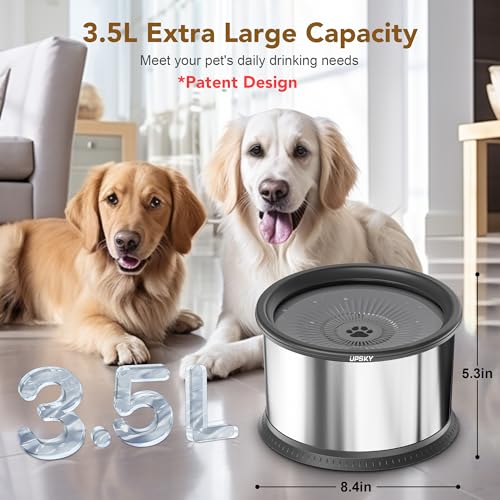 6.5L Stainless Steel No Spill Dog Water Bowl with Anti-Slip Mat P774399